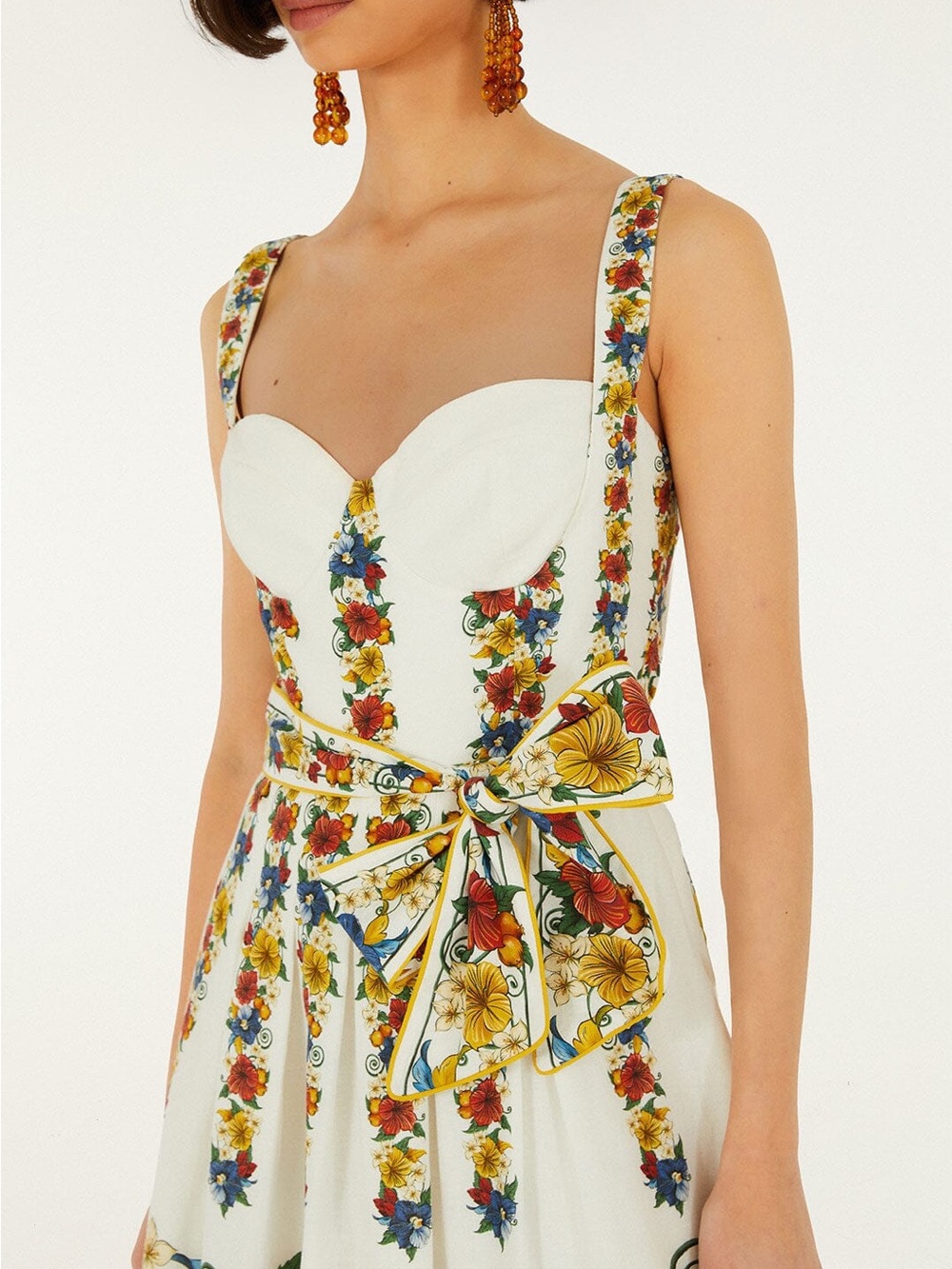 FARM Rio White Sundress with Multicolor Floral Trim - Picture 3 of 4